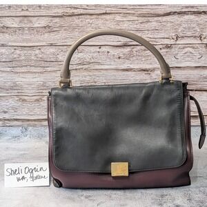 Celine Trapeze Bordeaux 2 Way Tri Color Calfskin Bag
